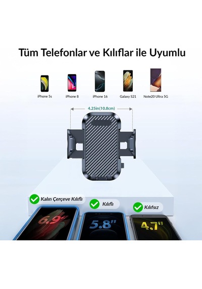 Kingma Vantuzlu Uzayan Cam Ve Torpido İçin Ayarlanabilir Araç İçi Telefon Tutucu Diğer
