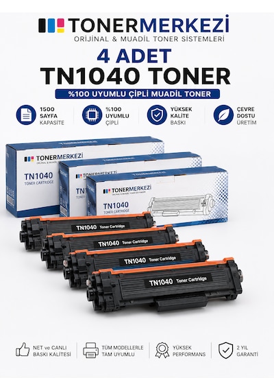 Brother Unıversal Hl-1211w,hl-1111,mfc-1911w,mfc-1815,dcp-1511 Tn1040 4 Adet Toner