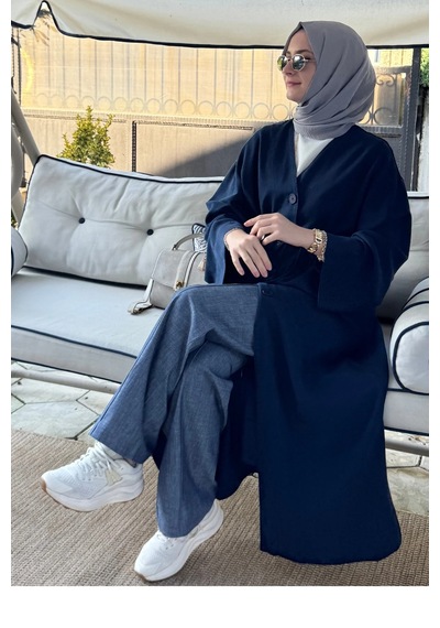 Rabia Şamlı Nazenin Kot Tencel Kap Lacivert Normal