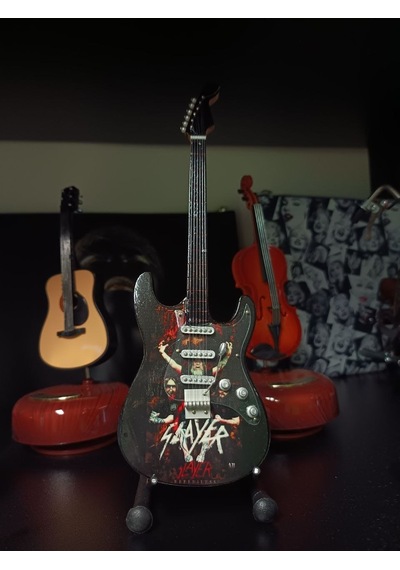 Slayer Rock Müzik Grubu Elektro Gitar El Yapımı Ahşap Minyatür He