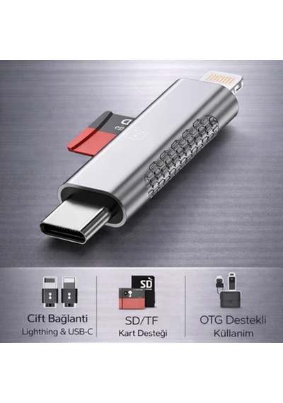 Microcase Çift Girişli Lightning Ve Type-c Kart Okuyucu-al5808