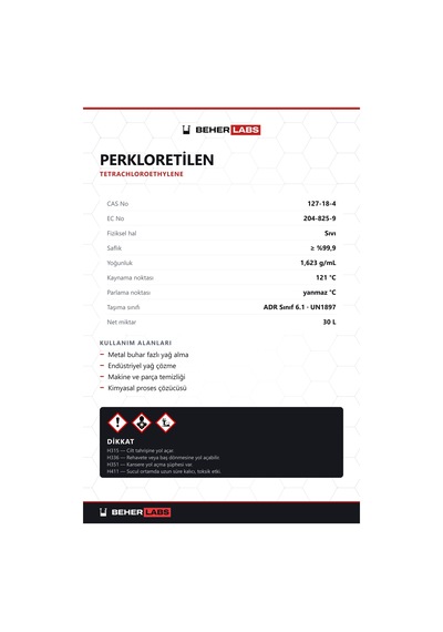 Beherlabs Perkloretilen 30 L