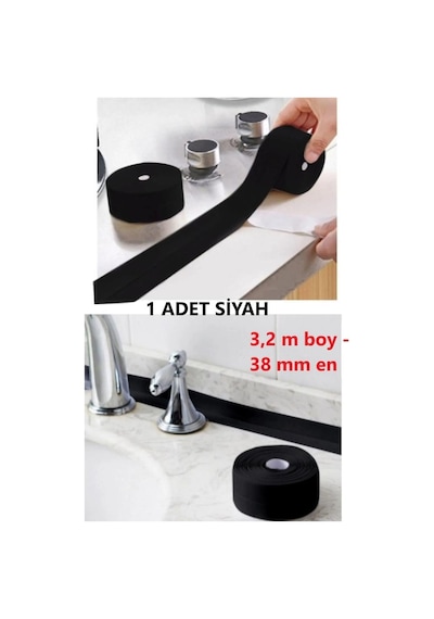 Siyah Su Sızdırmaz Geçirmez Bant Lavabo Küvet Duş Kenar Bandı