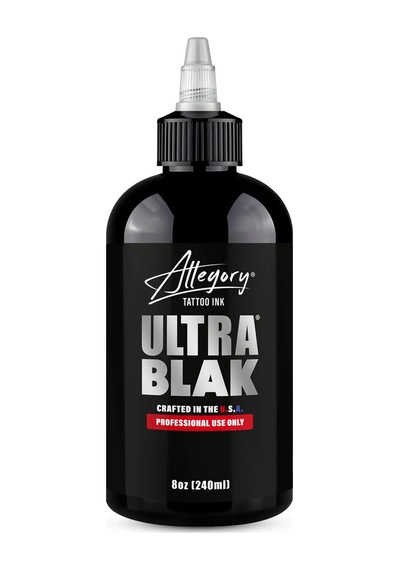 Allegory Ultra Blak 8oz Siyah Dövme Boyası Maksimum Yoğunluk &amp Derin Siyah
