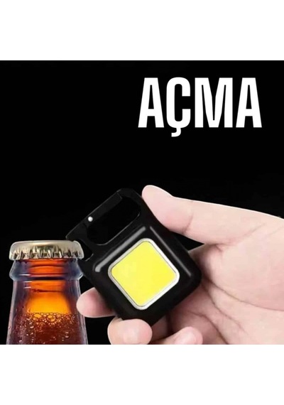 800 Lümen Şarjlı Mini Led Fener 3 Işık Modlu Mıknatıslı Ve Şişe Açıcılı