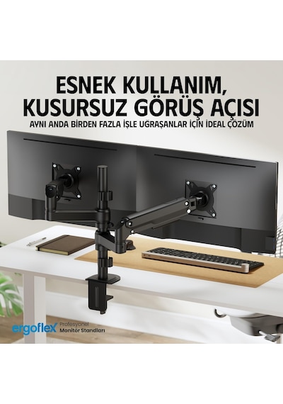 Ef S16 Çift Kol 17-32 İnch Uyumlu Amortisörlü 2-9 Kg Monitör Standı 2026 Versiyon