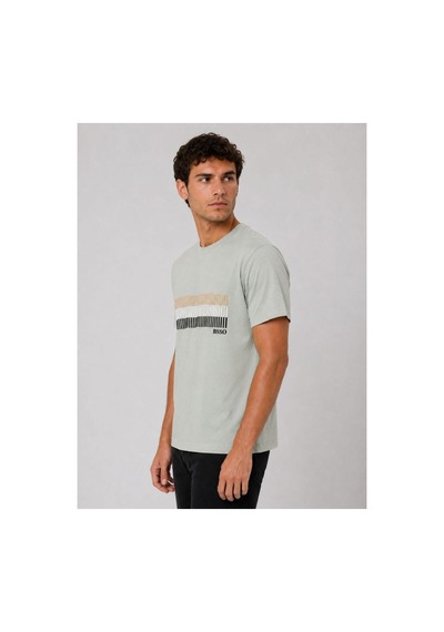 Hzr Wear Erkek Nakış Baskı Detaylı Sıfır Yaka Regular Fit %100 Pamuk Tişört Yeşil