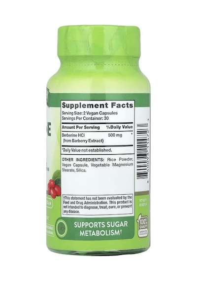 Nature's Truth Berberine Hcı Barberry Extract Sugar Metabolism 60 Capsules