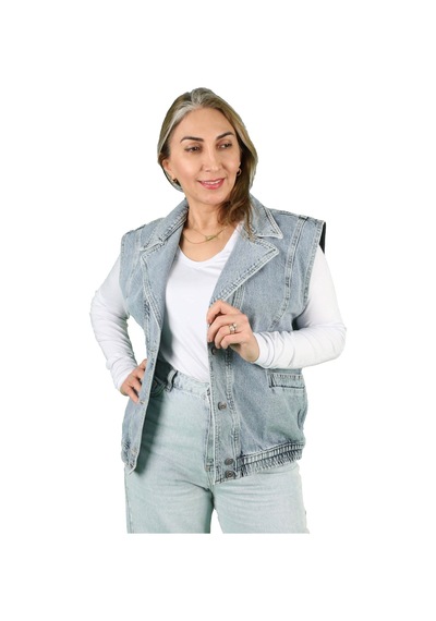 Kadın V Yaka Jean Yelek 001