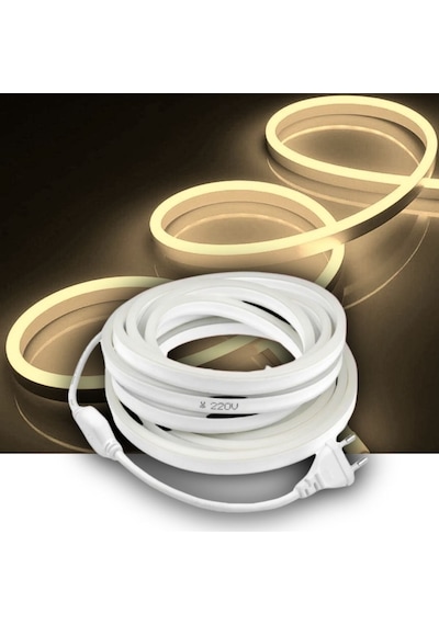Gün Işığı Neon Şerit Led Fişli 220v Esnek Dış Mekan, Bahçe, Açık Alan Dekoratif Aydınlatma 5 Metre