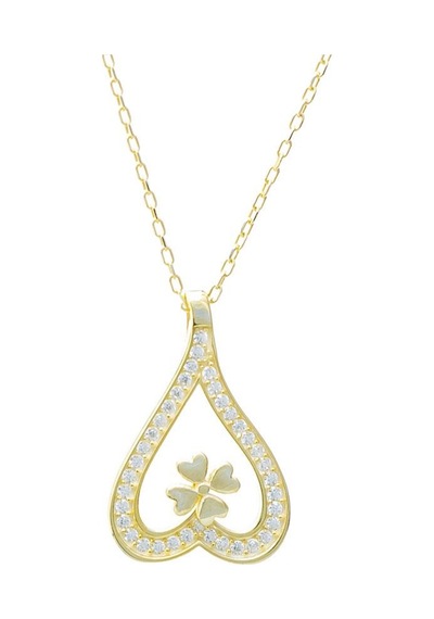Yonca Model Zirkon Taşlı 925 Ayar Gümüş Sarı Gold Rengi Kadın Kol