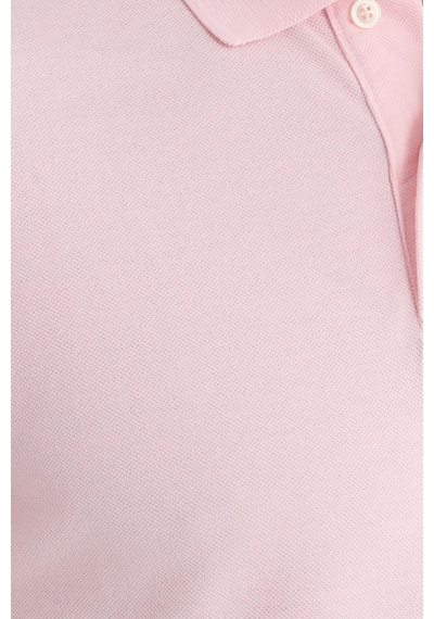 Tudors Erkek Slim Fit Dar Kesim Pamuklu Yumuşak Dokulu Serin Tutan Kumaş Düz Pike Pembe Polo Yaka Tişört-33708 Pembe