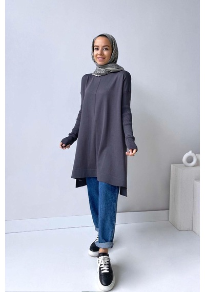 Kahijab Mira Merserize Tunik - Füme Füme