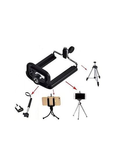 Tripod Bağlantılı Selfie Çubuğu Telefon Tutucu Bağlantılı Aparat 1 Adet Diğer