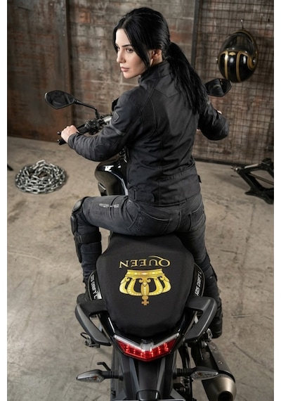 Queen Universal Motor Sele Kılıfı Siyah Scooter Sele Koruyucu Kadınlara Özel %100 Polyester Yıkanabilir Koltuk Kılıfı