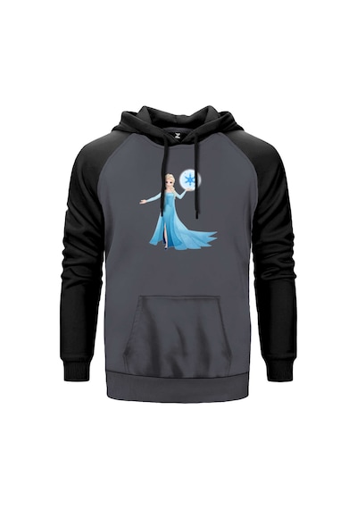 Karlar Ülkesi Elsa Siluet Gri Renk Reglan Kol Sweatshirt Gri