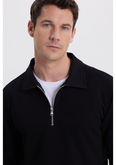 Tudors Erkek Relax Fit Rahat Kesim Pamuklu 3 İplik Fermuarlı Polo Yaka Siyah Sweatshirt-41818 Siyah Tudors Erkek Relax Fit Rahat Kesim Pamuklu 3 İplik Fermuarlı Polo Yaka Siyah Sweatshirt-41818 Siyah