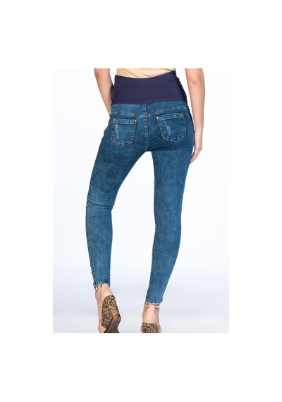 Busa Hamile Kot Pantolon Skinny Paça Yırtık Model Mavi-mavi