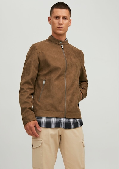 Jack & Jones Biker Deri Görünümlü Ceket - Rocky 12223141 Cognac