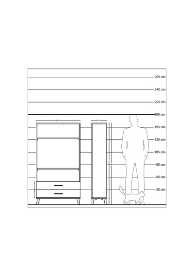 Arges Dolap 3 Raflı 2 Çekmeceli 88x30x163 Çam-çam Atlas Çam