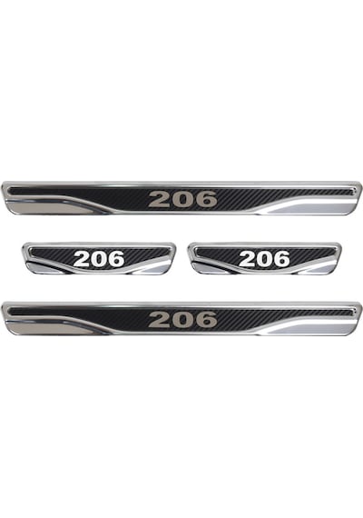 Peugeot 206 Uyumlu Kapı Eşiği Karbon Krom 4 Parça