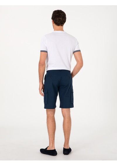 Cacharel Lacivert Comfort Fit %100 Pamuk Bermuda Şort