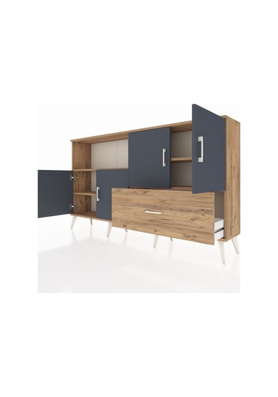 Arges Konsol 4 Raflı Tek Çekmeceli 4 Kapaklı 176x30x99 Çam-antras Çam-antrasit/çam Arges Konsol 4 Raflı Tek Çekmeceli 4 Kapaklı 176x30x99 Çam-antras Çam-antrasit/çam