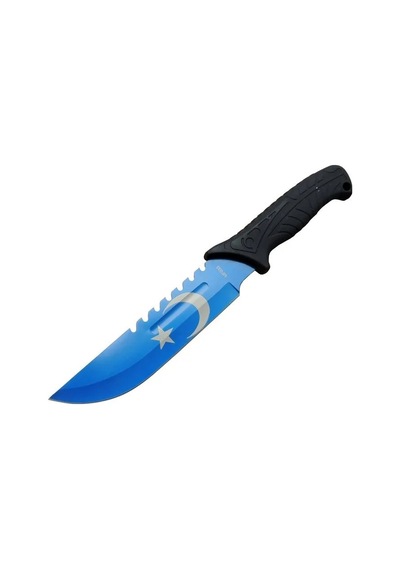 Muhtelif Ayyıldız Mf033bl Mavi Av Bıçağı 31cm - Testere Detaylı Bıçak, Kılıflı, Plastik Sap