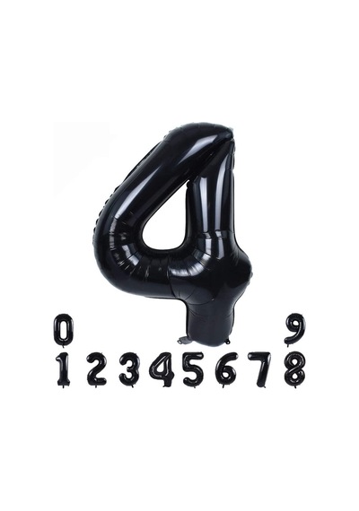4 DÖRT SİYAH RAKAM FOLYO BALON 34" Inc 82 cm