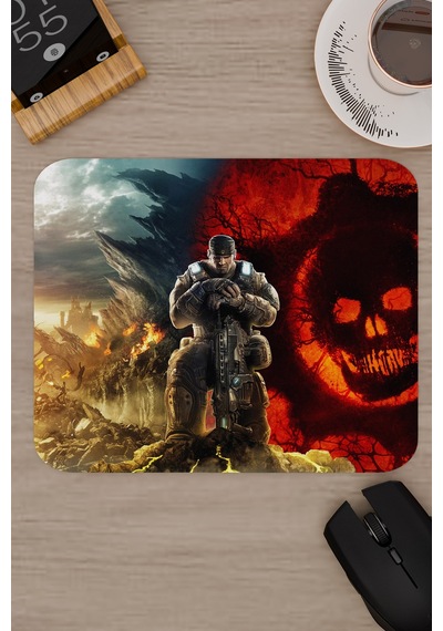 Gears Of War Kaymaz Dikişli Kauçuk Oyuncu Mousepad V1 - 22x18 Gaming Mouse Pad Fare Altlığı