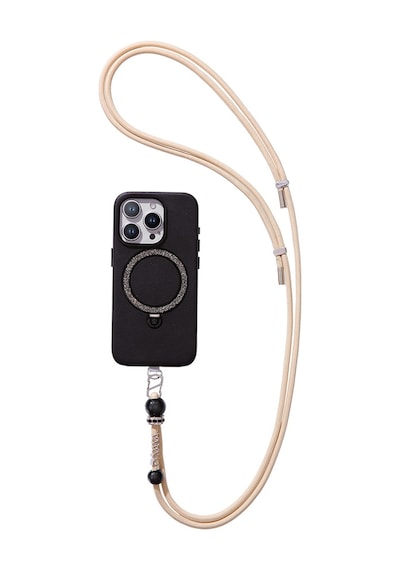 Pynana Charm Serisi 2 İn 1 Halat Telefon Boyun Askı İpi Krem