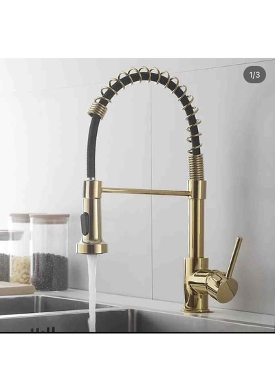 İsaoğlu Yapı Mutfak Bataryası Gold Endüstriyel Evye Musluğu Pirinç Altın Mutfak Bataryası Gold