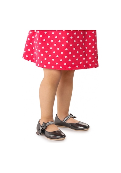 Kiko Kids Cırtlı Kız Çocuk Taşlı Babet Ayakkabı 252 Platin 001