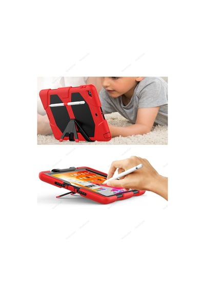 Apple Uyumlu iPad 5. 6. Nesil 2017 2018 9.7" Inc Kılıfı Defender Tank Zırh Silikon Kılıf Ekran Koruyuculu