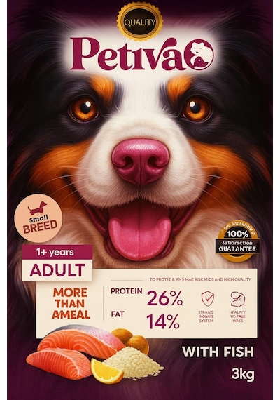 Mini Irk Köpekler İçin Balık Etli Kuru Köpek Maması 3 Kg, Kuzu