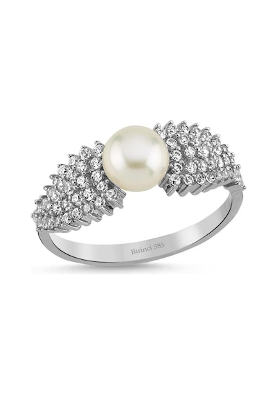 7,5 Mm Zirkon Taşlı Doğal İnci Yüzük Vrtz105711sarı8 Beyaz