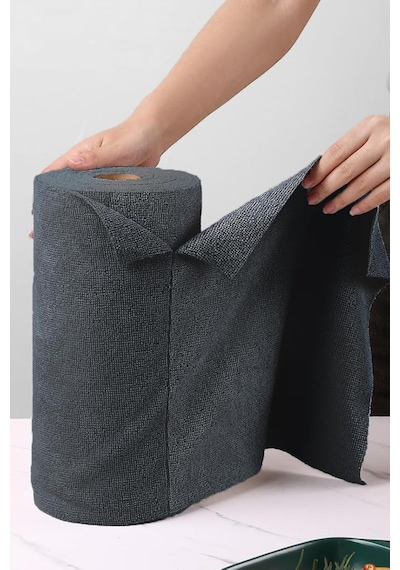 Çok Amaçlı Rulo Mikrofiber Temizlik Bezi 30x30 75 Yapraklı Koyu Gri Gri