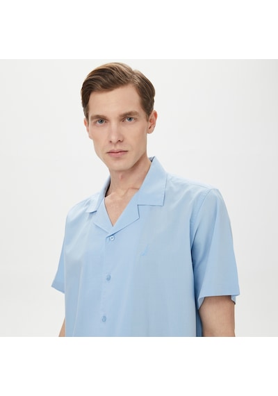 Nautica Erkek Mavi Classic Fit Kısa Kollu Gömlek Düz W35511t Mavi