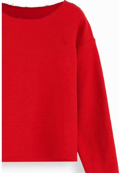 Denokids Crop Top Kız C Ocuk Kırmızı Sweatshirt Çok Renkli