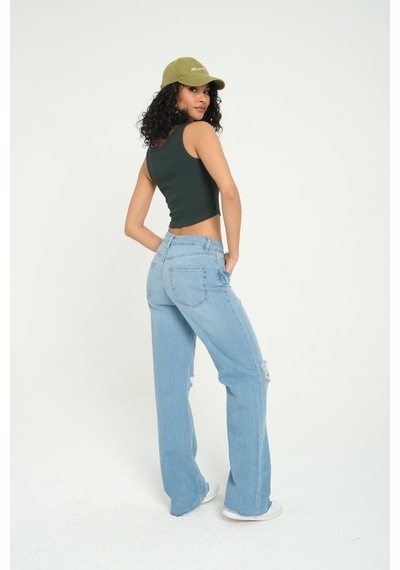 Hiccup Kare Yaka Fitilli Düğmeli Tank Top Orman Yeşili