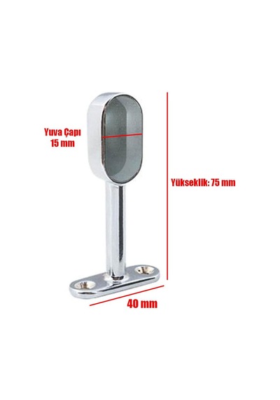 Askı Flanşı Krom Oval Kapalı Dolap Elbise Askı Aparatı 2 Adet N11.2289