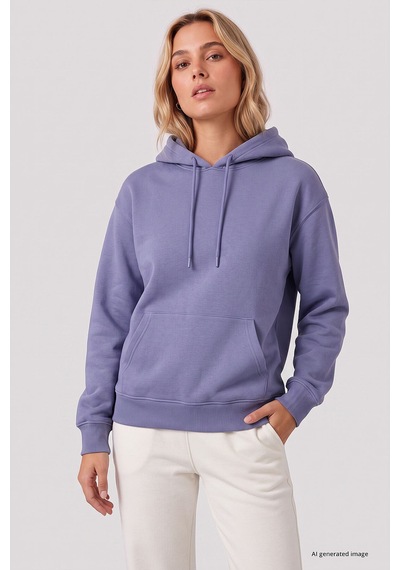 TOMMYLIFE Standart Kapüşonlu 2li Paket Ekru-eflatun Kadın Sweatshirt - 97321 Ekru - Mor