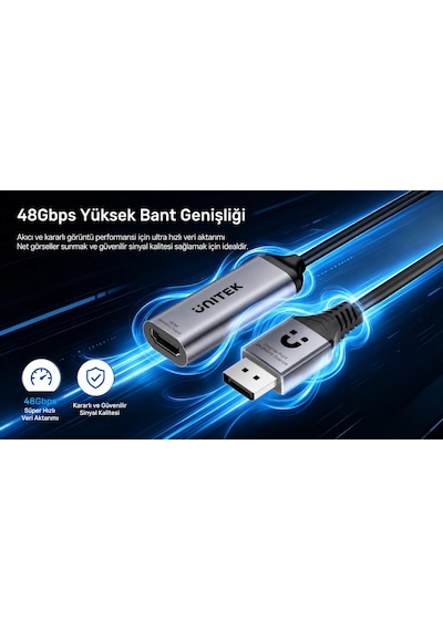 Unıtek 8k 60hz Dısplayport To Hdmı Adaptor V1617agy01