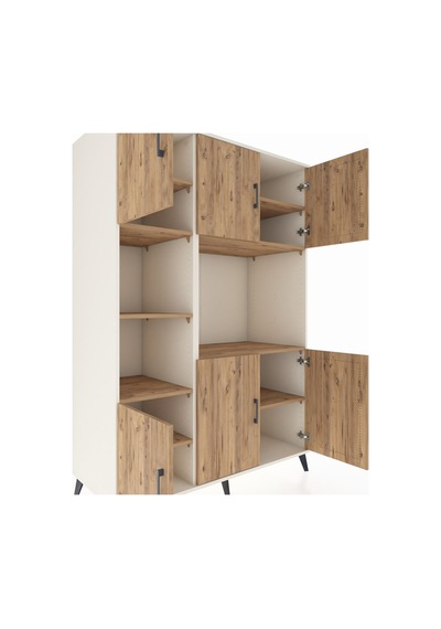 Kronos Dolap 9 Raflı 6 Kapaklı 132x59x195 Aytaşı-çam/çam Aytaşı
