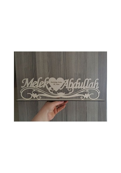 40 Cm Krem Ahşap Masa İsimliği Söz Nişan Masası Ahşap İsimlik