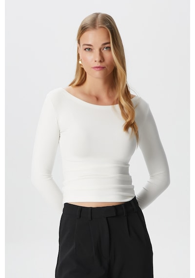 Ritnice Kayık Yaka Need Uzun Kollu Ekru Soft Top / Bluz Ekru