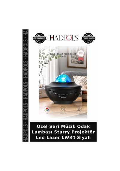 Özel Seri Müzik Lambası Starry Projektör Led Lazer Lw34 Siyah