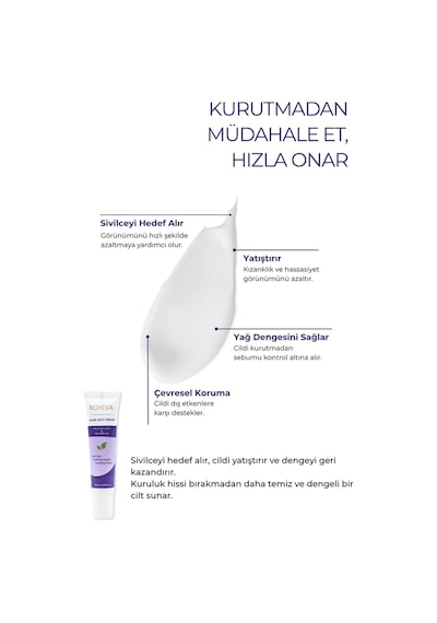 Royéva Akne Karşıtı Sivilce Kremi Salisilik Asit & Tea Tree Oil & Niacinamide Leke Karşıtı Spot Bakım Kremi 15 ML