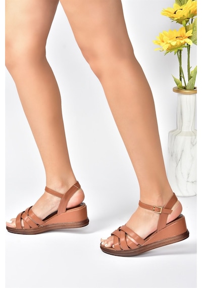 Fox Shoes Taba Kadın Dolgu Topuklu Ayakkabı K674305409