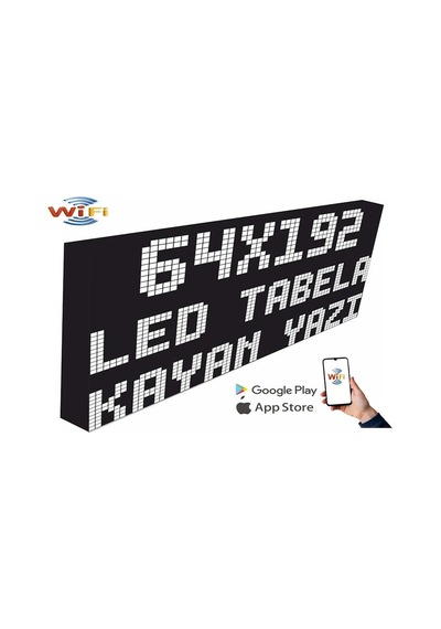 Led Tabela 64x192cm Tek Taraflı Beyaz Kayan Yazı-wifi